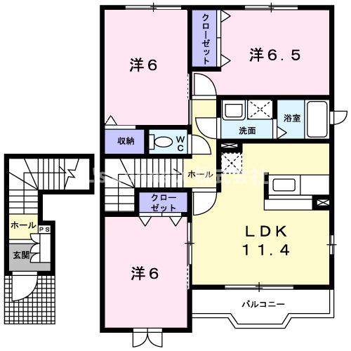 石巻市新館のアパートの間取り