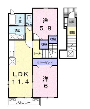 高松市牟礼町大町のアパートの間取り