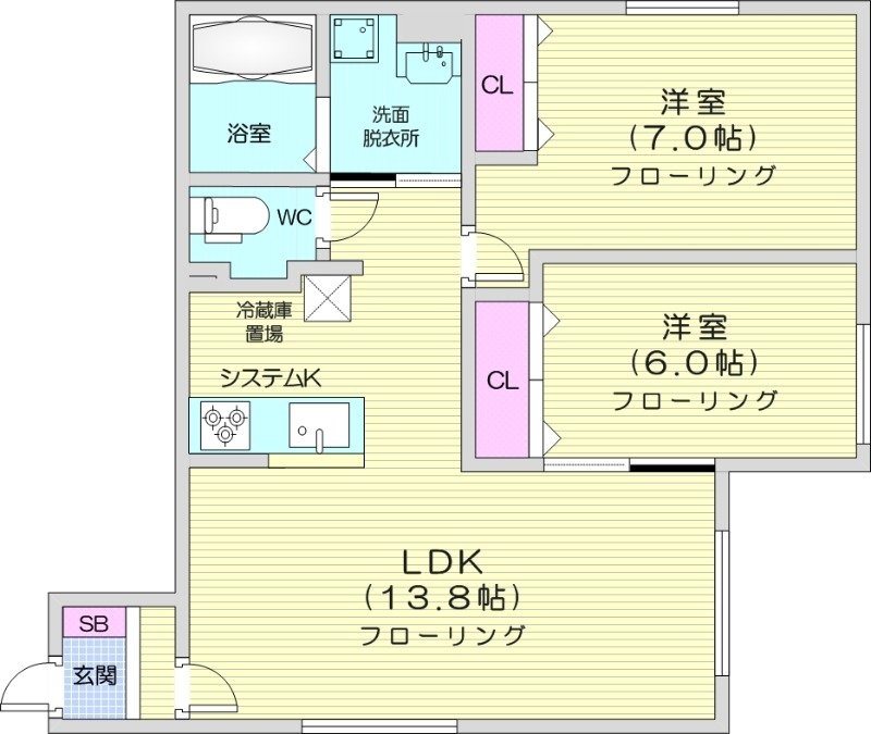 グランメール　クレール苗穂の間取り