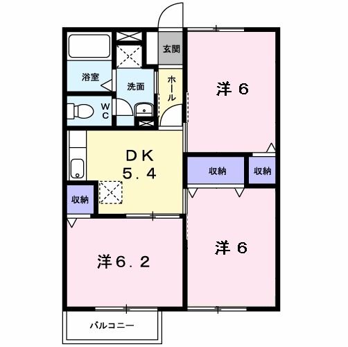 行橋市大字寺畔のアパートの間取り