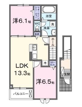 備前市伊部のアパートの間取り