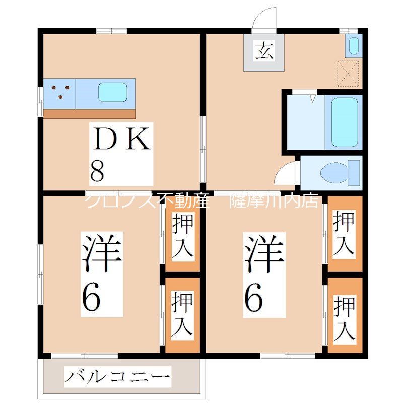 薩摩川内市平佐町のアパートの間取り