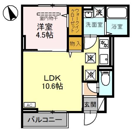 倉敷市神田のアパートの間取り