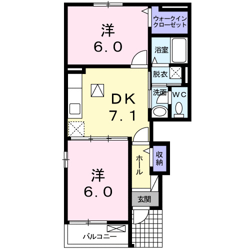 【福山市駅家町大字万能倉のアパートの間取り】