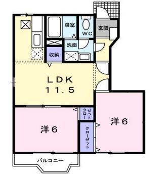 岡山市東区南古都のアパートの間取り