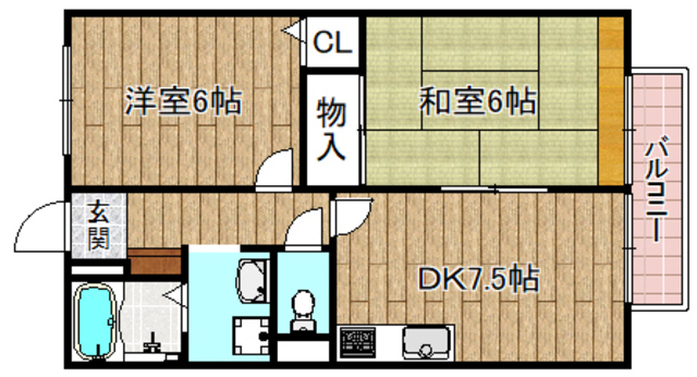 高槻市別所本町のアパートの間取り