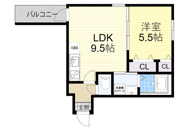 【大阪市住吉区万代東のアパートの間取り】