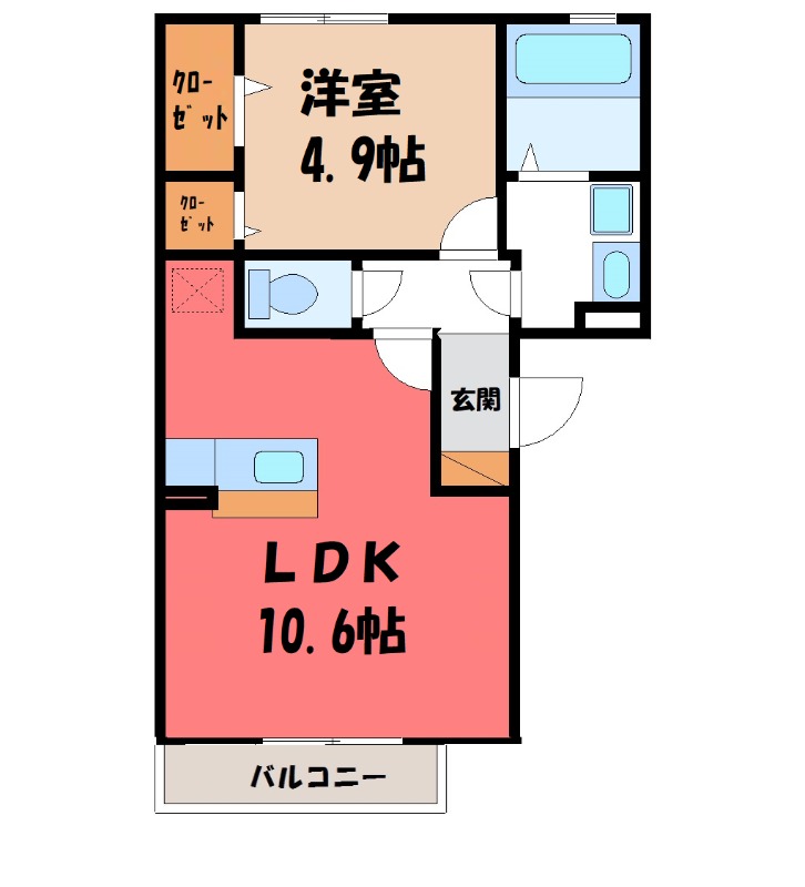 足利市福富町のアパートの間取り