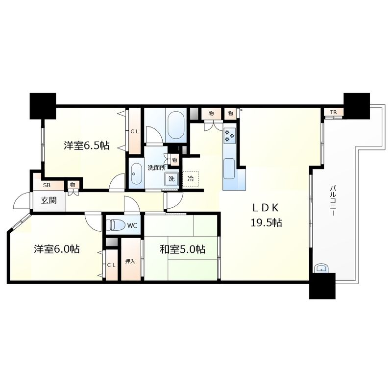 大阪市此花区島屋のマンションの間取り