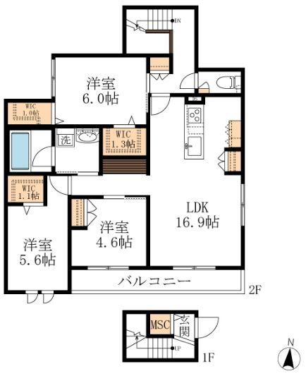 名古屋市中村区北浦町のマンションの間取り