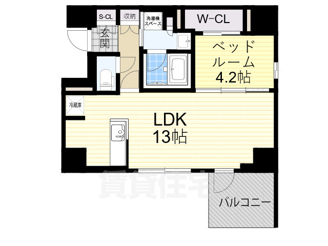 大阪市中央区東心斎橋のマンションの間取り