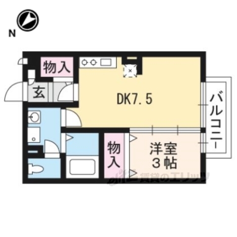 京都市右京区常盤出口町のアパートの間取り