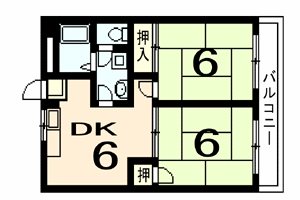 阪急京都線 桂駅 徒歩17分 6階建 築39年の間取り写真