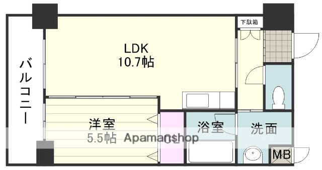 鹿児島市電唐湊線 高見橋駅 徒歩3分 13階建 築18年の間取り写真