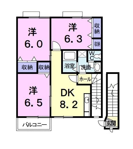 伊予市下吾川のアパートの間取り