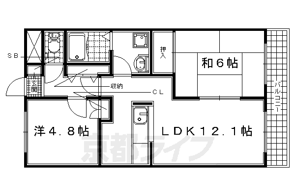 木津川市州見台のマンションの間取り