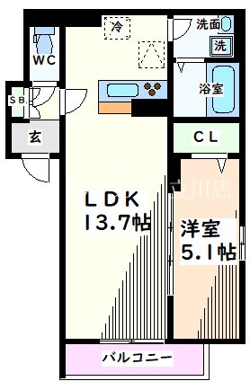 昭島市美堀町のアパートの間取り