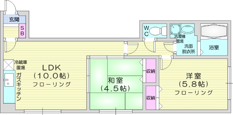 札幌市北区新琴似五条のマンションの間取り