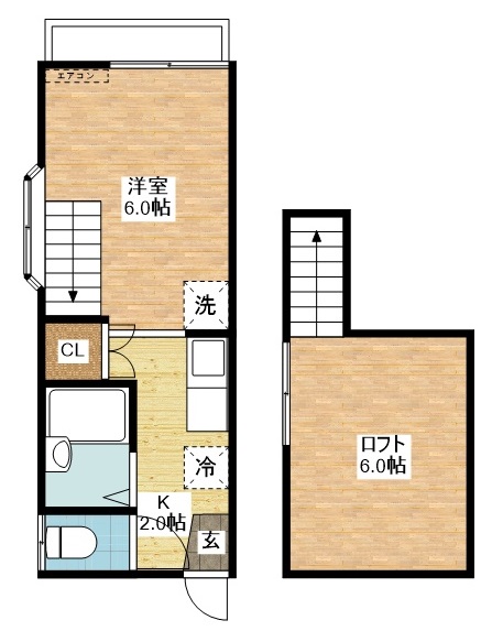 長崎市緑が丘町のアパートの間取り