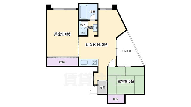 京都市左京区石原町のマンションの間取り