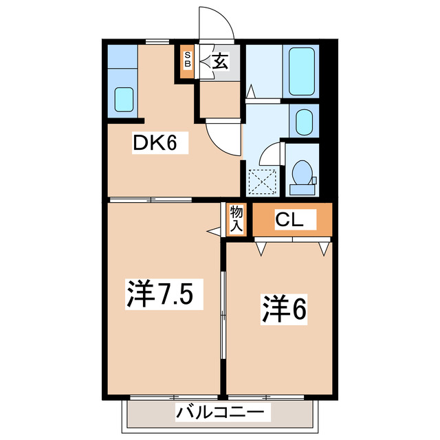 郡山市小原田のアパートの間取り