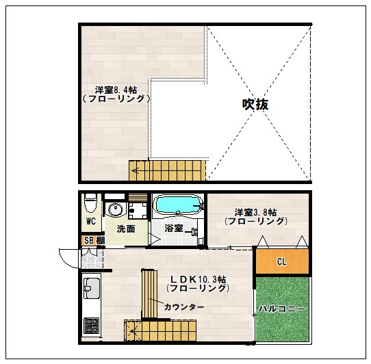 福岡市東区香椎駅東のアパートの間取り