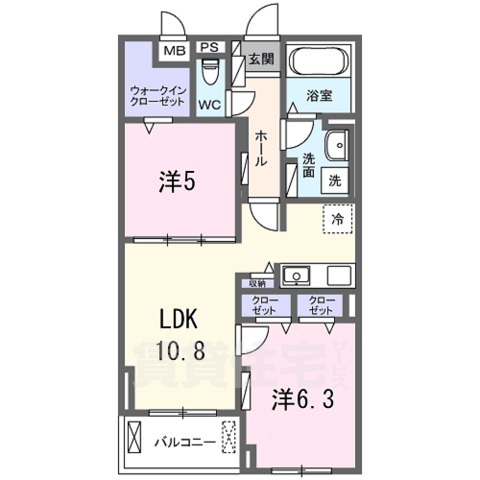 長岡京市下海印寺のマンションの間取り