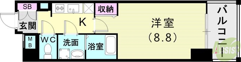 神戸市兵庫区三川口町のマンションの間取り