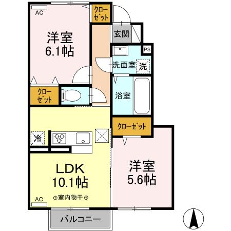 前橋市西善町のアパートの間取り