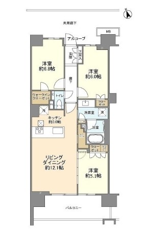 【世田谷区玉川のマンションの間取り】