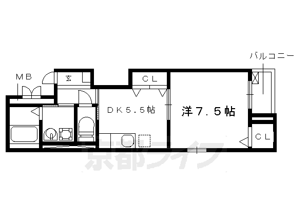 【京都市上京区北蟹屋町のマンションの間取り】