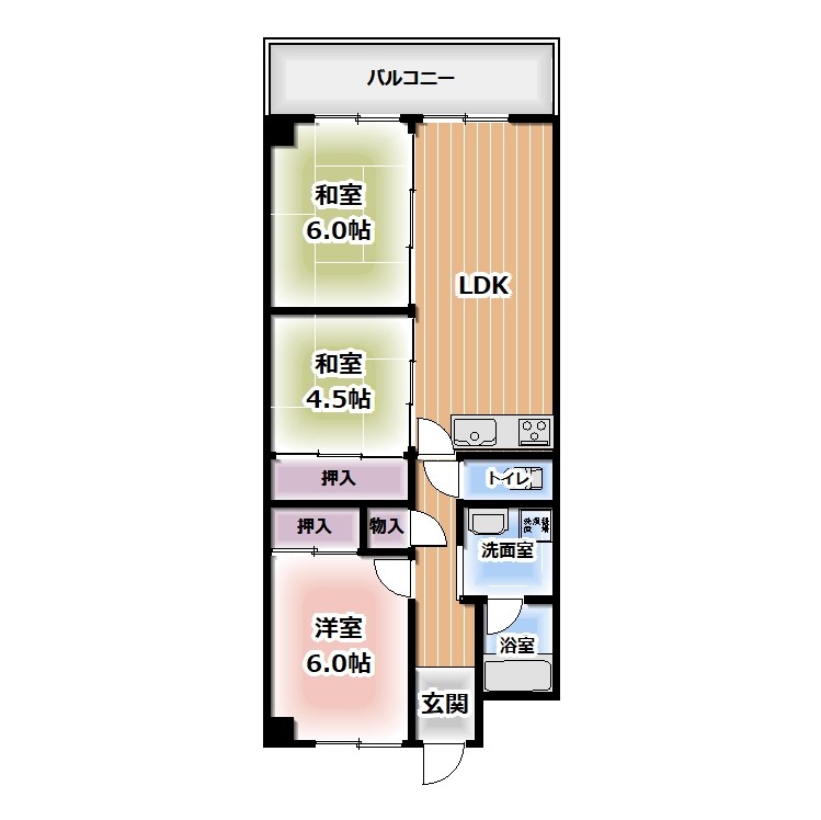 【寝屋川市萱島信和町のマンションの間取り】