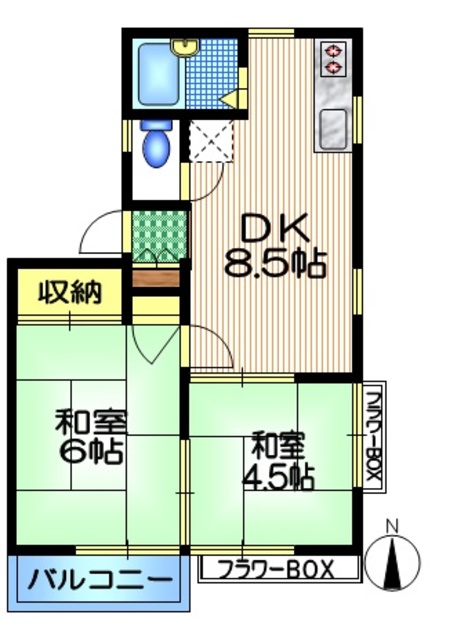 調布市東つつじケ丘のアパートの間取り