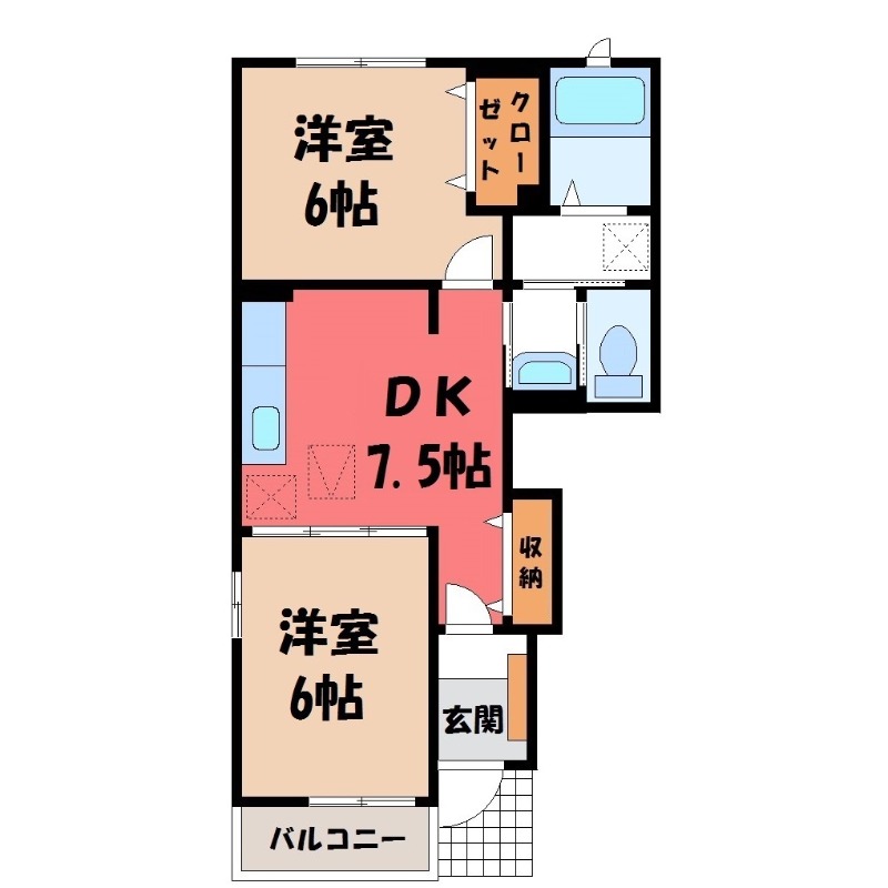 栃木市薗部町のアパートの間取り