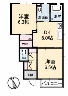 出雲市斐川町上直江のアパートの間取り