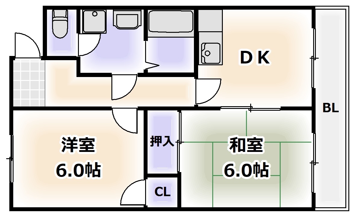 大阪市浪速区恵美須東のマンションの間取り