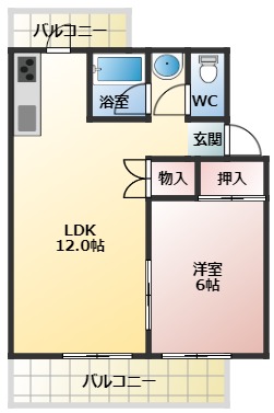 柏原市旭ケ丘のマンションの間取り