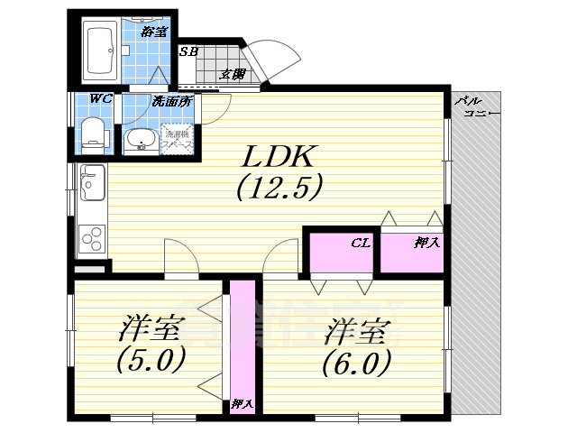 西宮市室川町のマンションの間取り