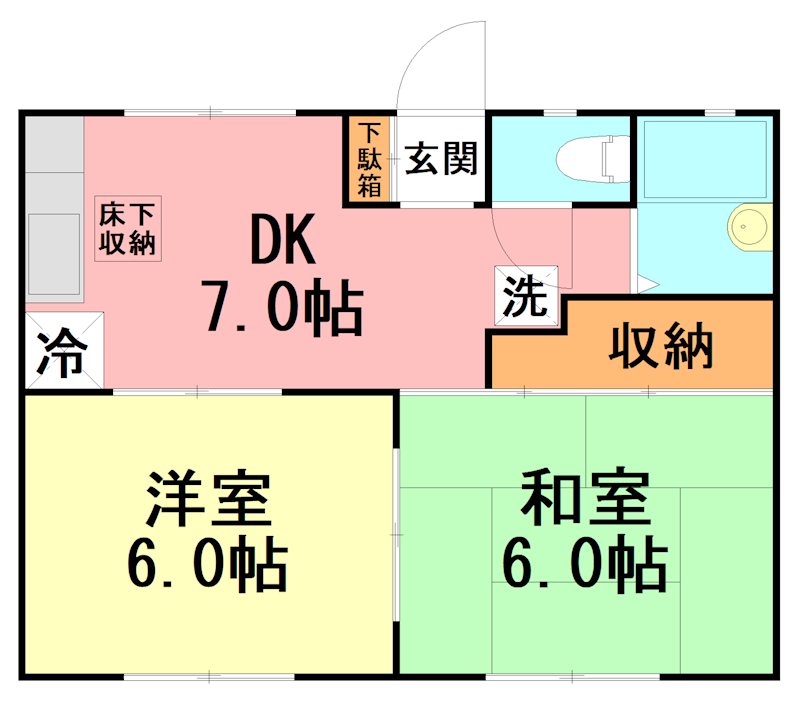 秦野市西田原のアパートの間取り