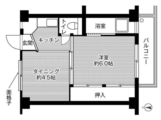 岡山市東区西大寺松崎のマンションの間取り