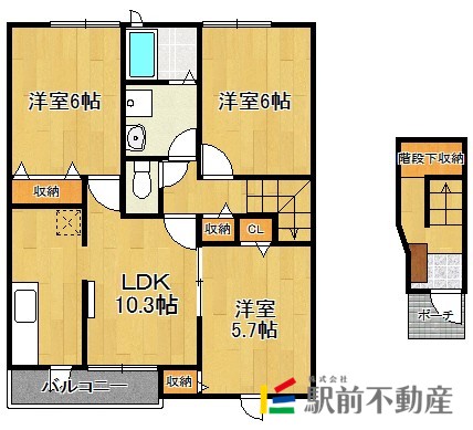 鳥栖市蔵上のアパートの間取り