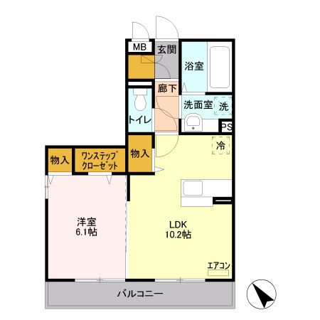 宇都宮市ゆいの杜のアパートの間取り