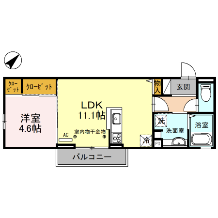 高岡市金屋本町のアパートの間取り