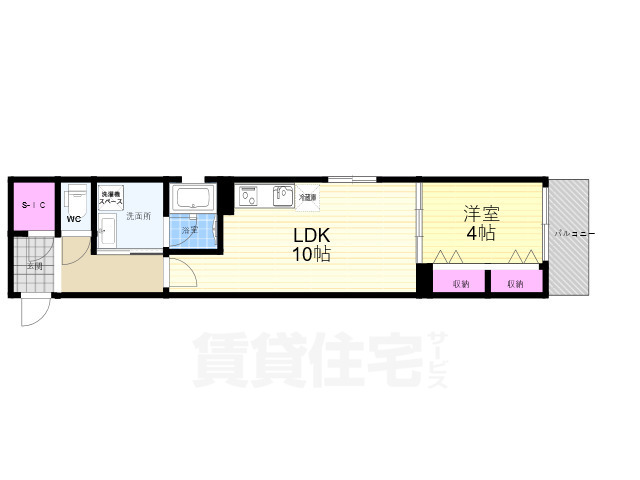 京都市上京区西町のマンションの間取り