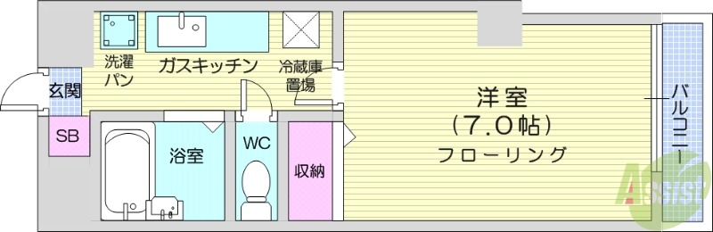 仙台市青葉区福沢町のマンションの間取り