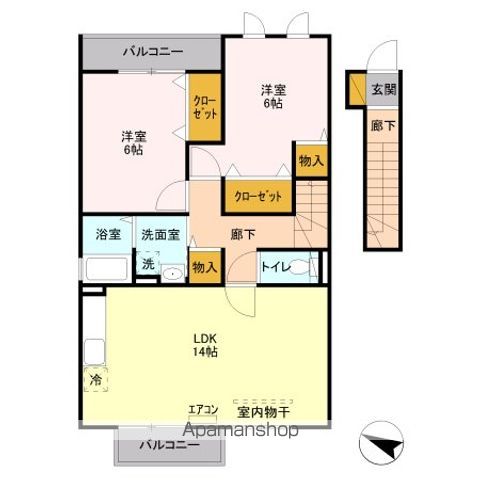 ＪＲ京浜東北線 浦和駅 バス乗車時間：6分 最寄りバス停で下車 徒歩4分 2階建 築16年の間取り写真