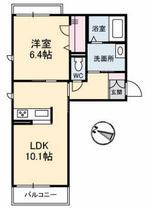 大竹市北栄のマンションの間取り