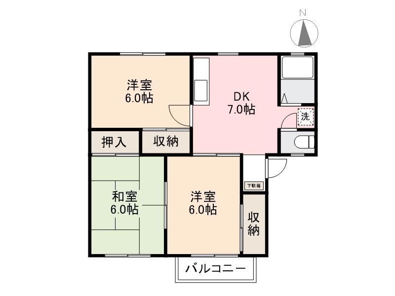 高松市花ノ宮町のアパートの間取り