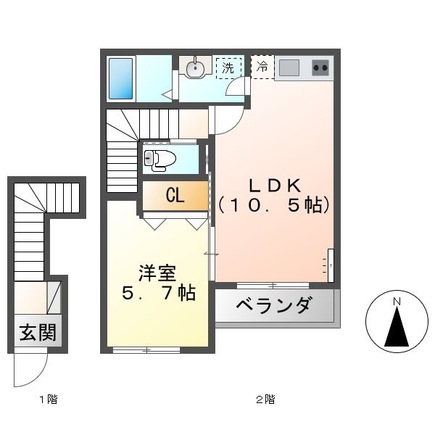 熊本市中央区新屋敷のアパートの間取り