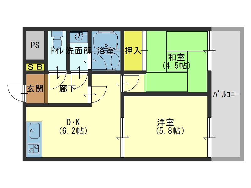 大阪市天王寺区清水谷町のマンションの間取り